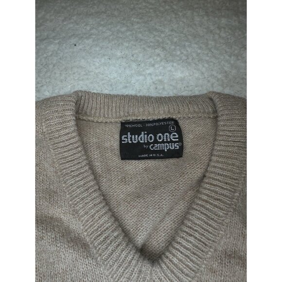 Campus Studio One Sweater Vest Men Size Large Sleeveless V-Neck Carnoustie Brown - Picture 5 of 5